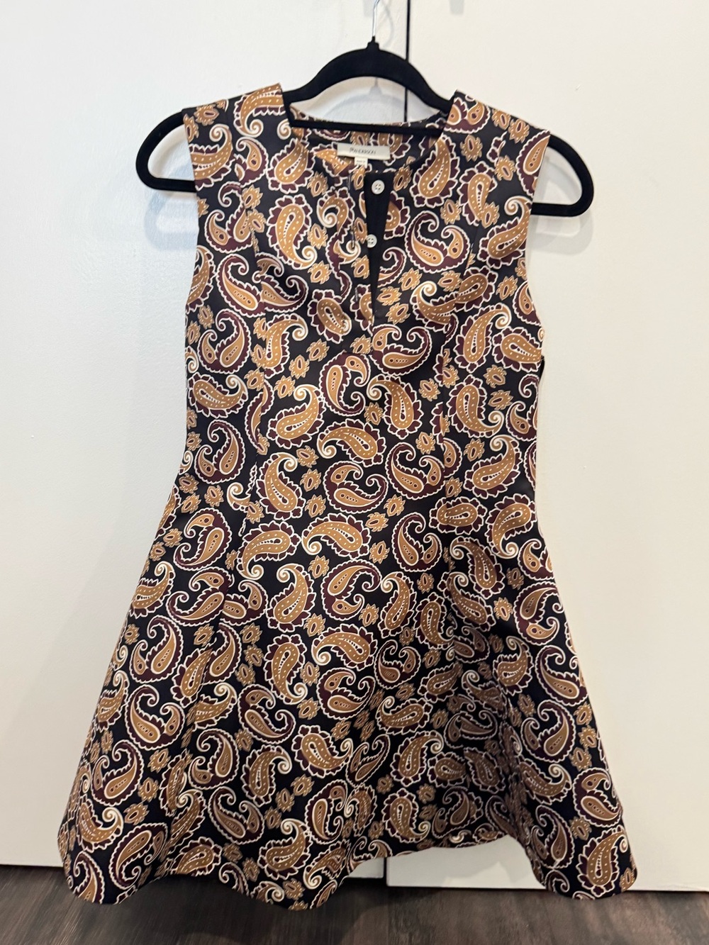 JW ANDERSON Black & Tan Paisley Sleeveless Mini Dress